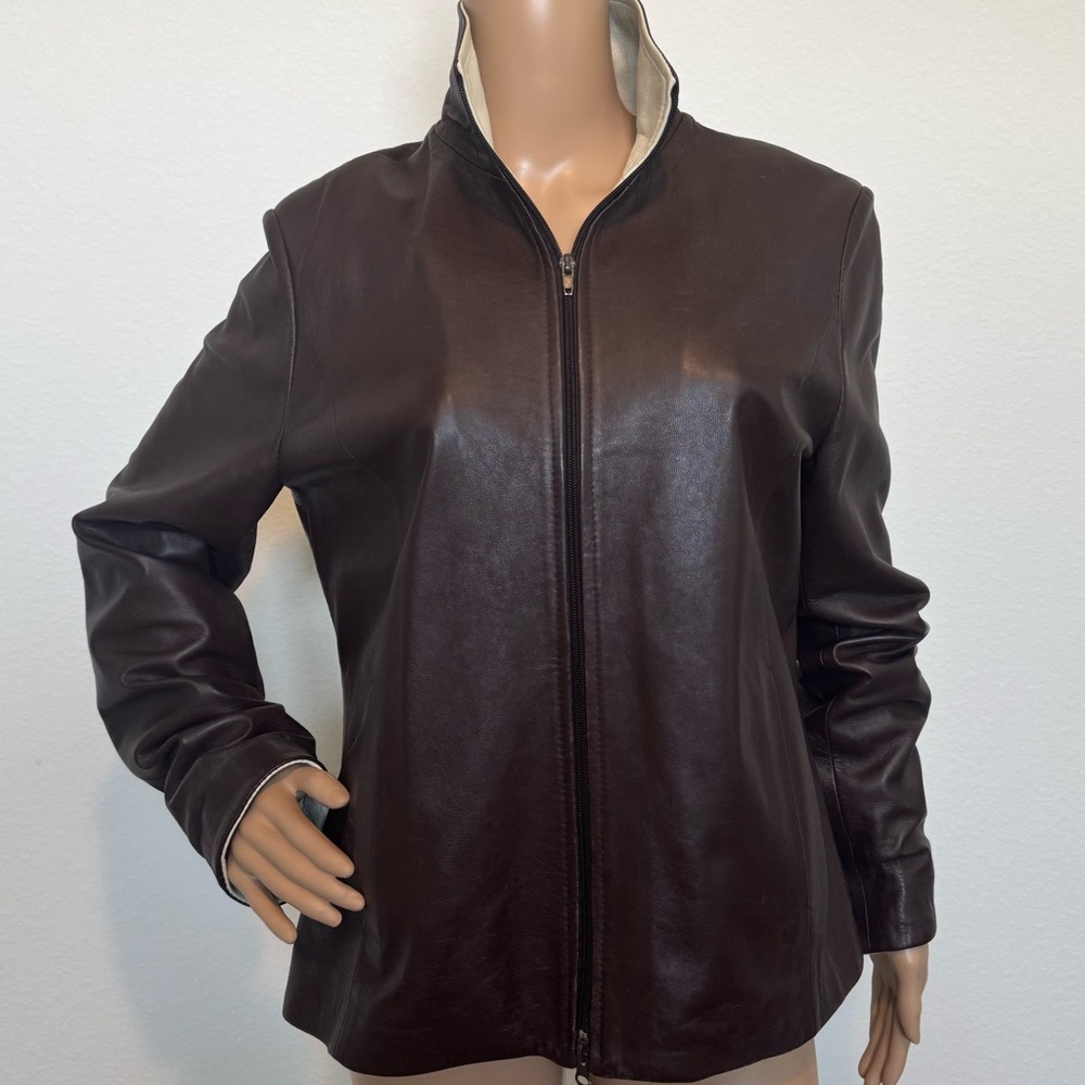 Vintage Poker Genuine Leather Jacket Size M in Chocolate Brown Color
